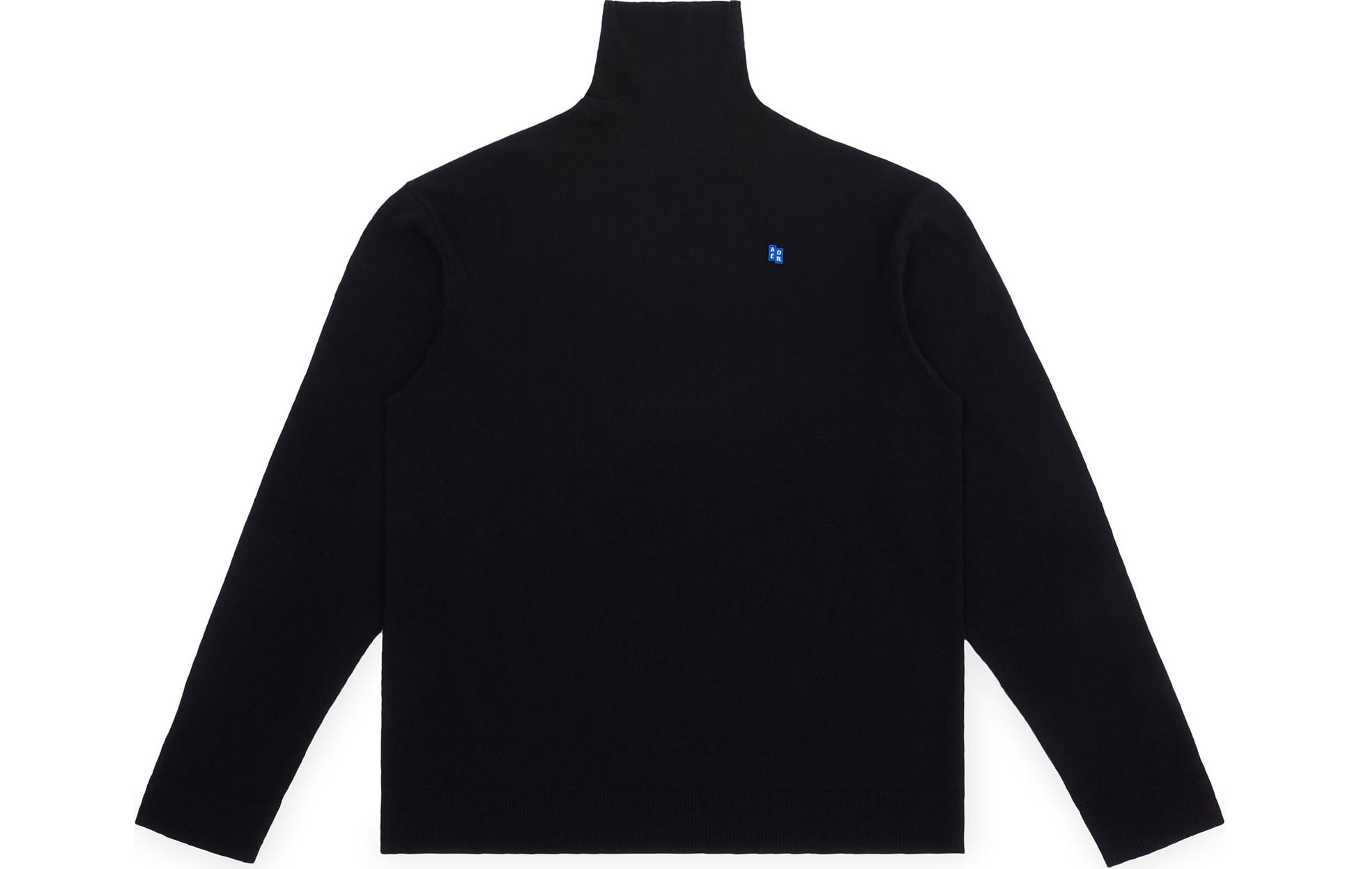 Order ADER ERROR Baju Sejuk Rajut Leher Tinggi Cashmere Hitam BM42FYKT0401BK