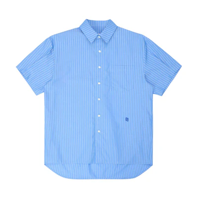 ADER ERROR Loose-Fit Logo Patch Short-Sleeve Shirt Blue BN42FYSH0202ST