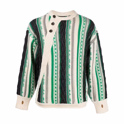ADER ERROR Striped Colorblock Long Sleeve Sweater Green BLAFWLK01IV