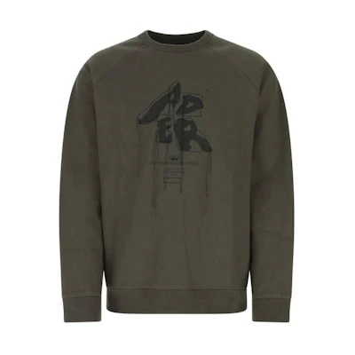 ADER ERROR Alphabet Print Crewneck Sweatshirt Olive Green Autumn Edition AW21BKAFWSW04K