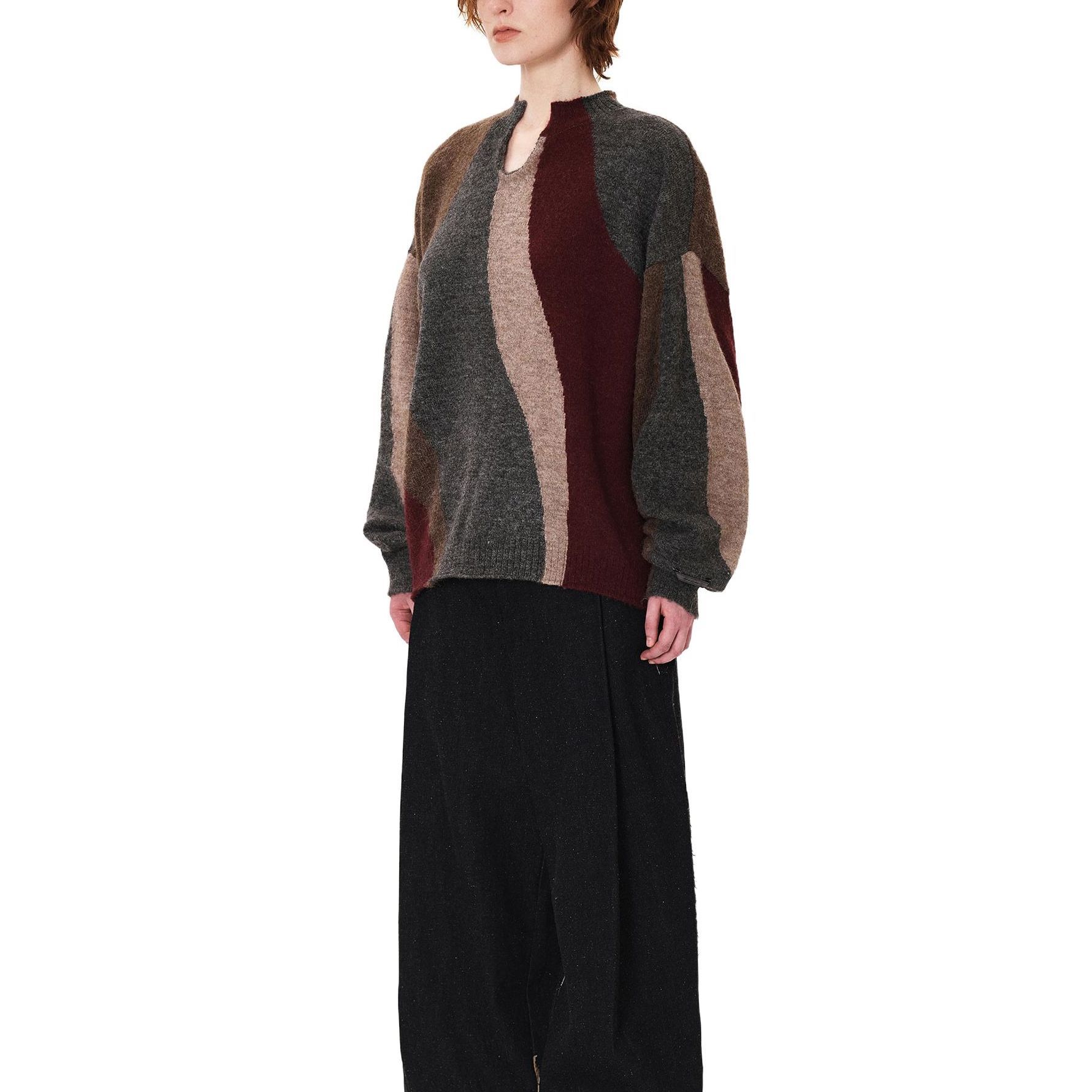 Purchase ADER ERROR Sweater Rajut Blok Warna Coklat Oversized Unisex Kasual Pullover. BMADFWKT0302BR