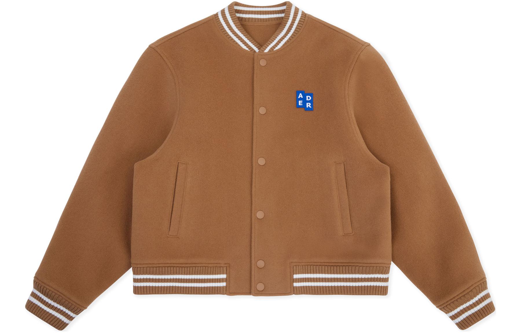 ADER ERROR Button Patch Letterman Jacket Unisex Camel Color BM42FYJK0504CM