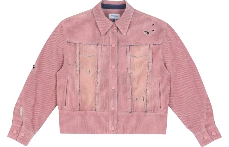 ADER ERROR Distressed Pink Button-Up Long Sleeve Jacket for Men. BMADFWJK1603PK