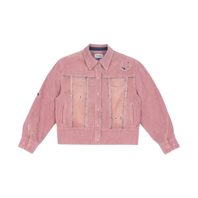 ADER ERROR Distressed Pink Button-Up Long Sleeve Jacket for Men. BMADFWJK1603PK