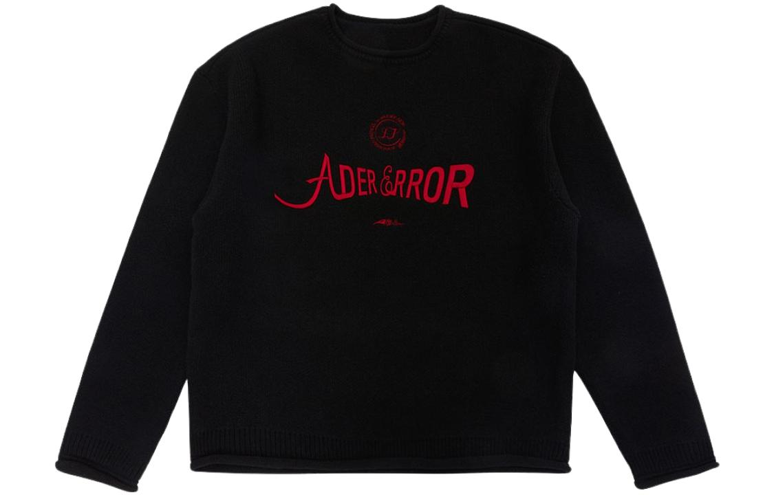 ADER ERROR Embroidered Letter Crewneck Long-Sleeve Sweatshirt Black (Men) BLAFWLK15BK