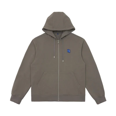 ADER ERROR Embroidered Tag Zip-Up Sweatshirt Unisex - Charcoal Gray. BMSGFYHD0401CC