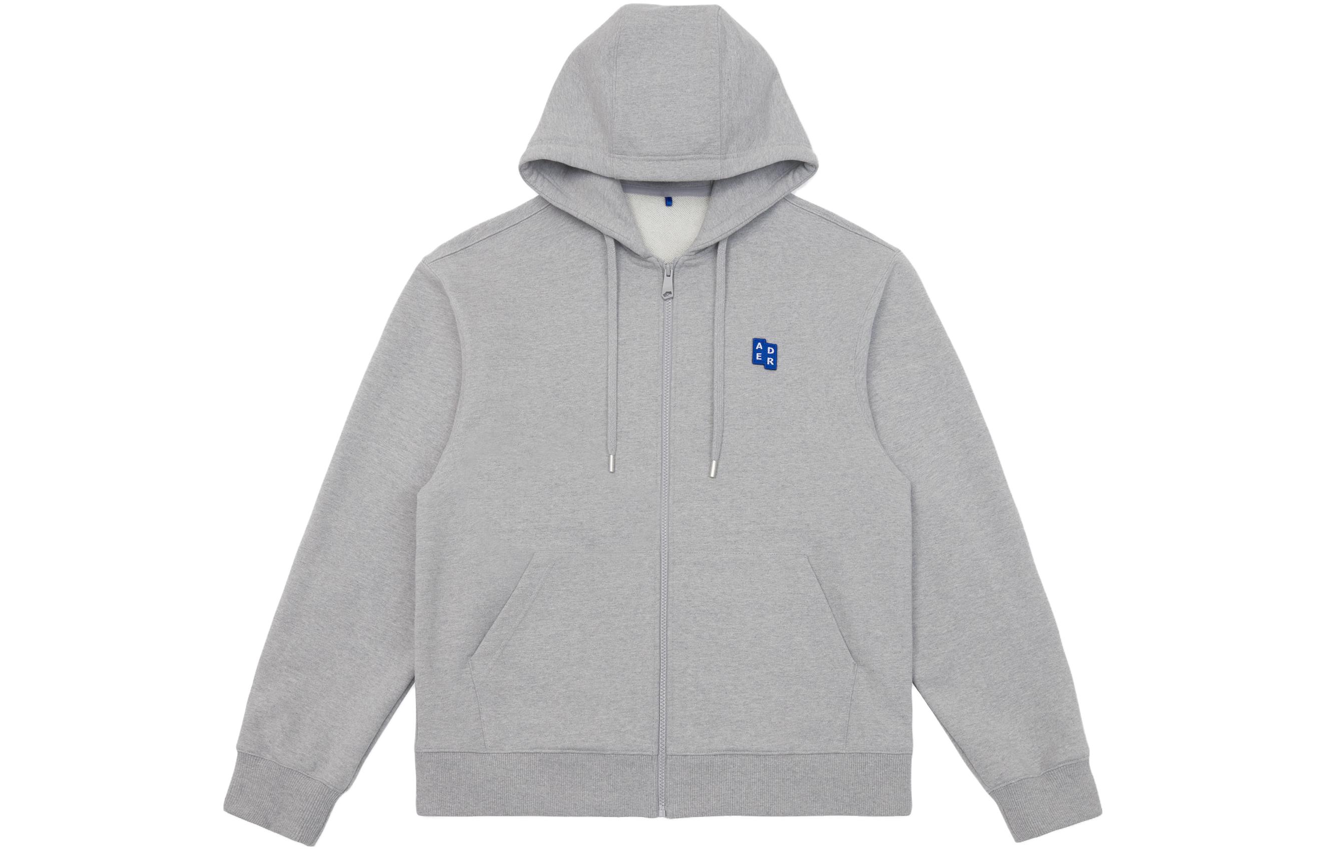 ADER ERROR Embroidered Zip-Up Hoodie Unisex Gray. BMSGFYHD0401GR