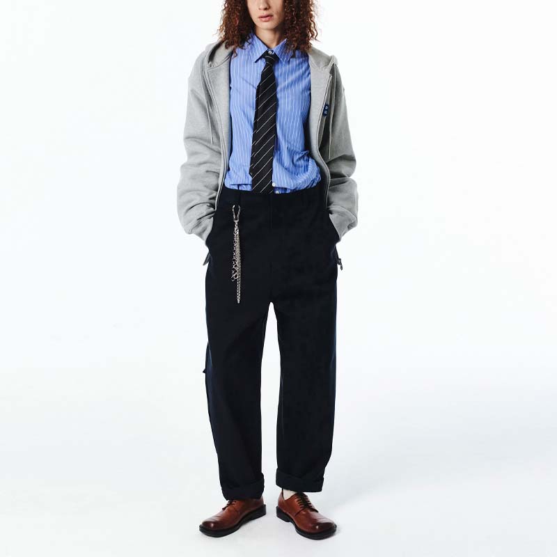 Sizing ADER ERROR 刺绣拉链连帽卫衣 男女款 灰色. BMSGFYHD0401GR