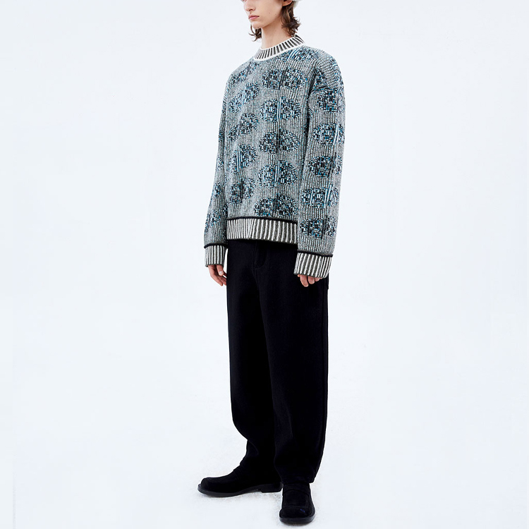 Details for ADER ERROR FW21 Blue Wool Crewneck Sweater Unisex Long Sleeve Pullover BKAFWLK06GR