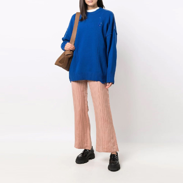 Lookbook ADER ERROR FW21 蓝色羊毛Logo男女同款套头毛衣 AW21BKAFWLK04BLUE