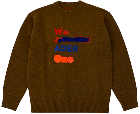ADER ERROR FW21 Graffiti Logo Knit Sweater Unisex Brown Pullover BKAFWLK10KK Buy ADER ERROR FW21 Graffiti Logo Knit Sweater Unisex Brown Pullover BKAFWLK10KK