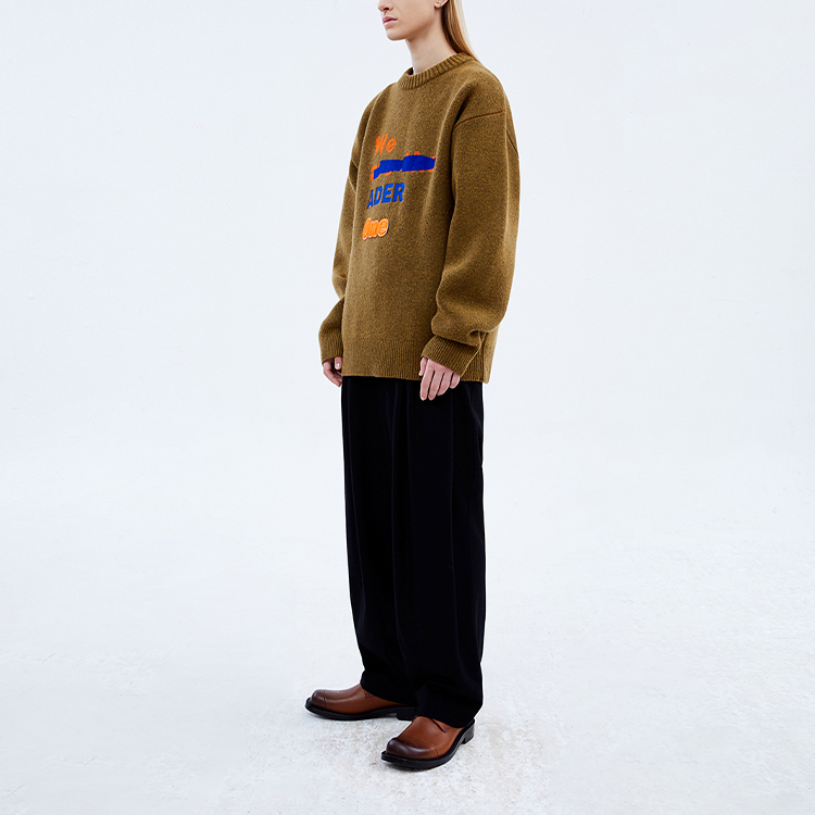 Cheap ADER ERROR FW21 Graffiti Logo Knit Sweater Unisex Brown Pullover BKAFWLK10KK
