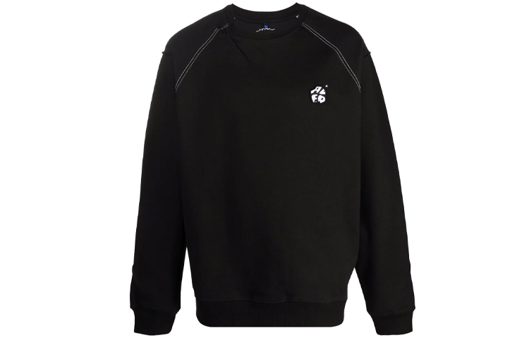 ADER ERROR FW21 Logo Cotton-Blend Crewneck Pullover Sweatshirt Unisex Black BKAFWSW05BK