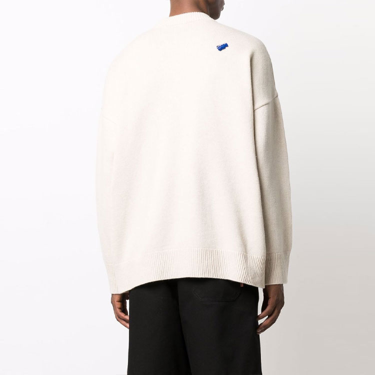 Shop ADER ERROR FW21 Logo Letter Printed Pullover Sweater Unisex White BKAFWLK07OT