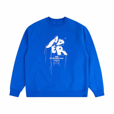 ADER ERROR FW21 Oversized Distressed Logo Pullover Sweatshirt Blue Unisex BKAFWSW04BL