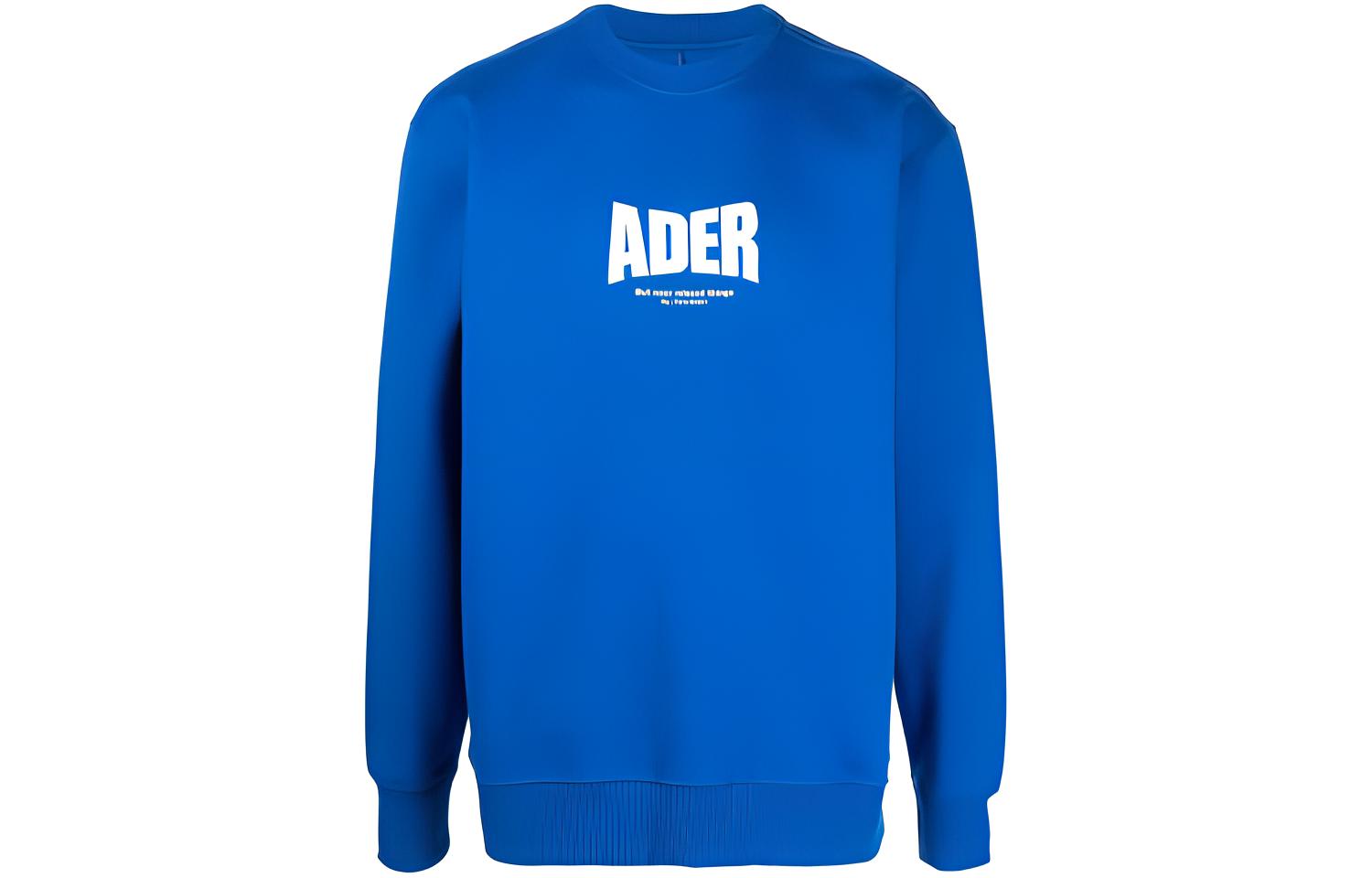 ADER ERROR FW21 Solid Logo Print Crewneck Sweatshirt Blue BT1FWSW01BL2