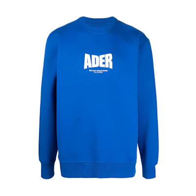 ADER ERROR FW21 Solid Logo Print Crewneck Sweatshirt Blue BT1FWSW01BL2