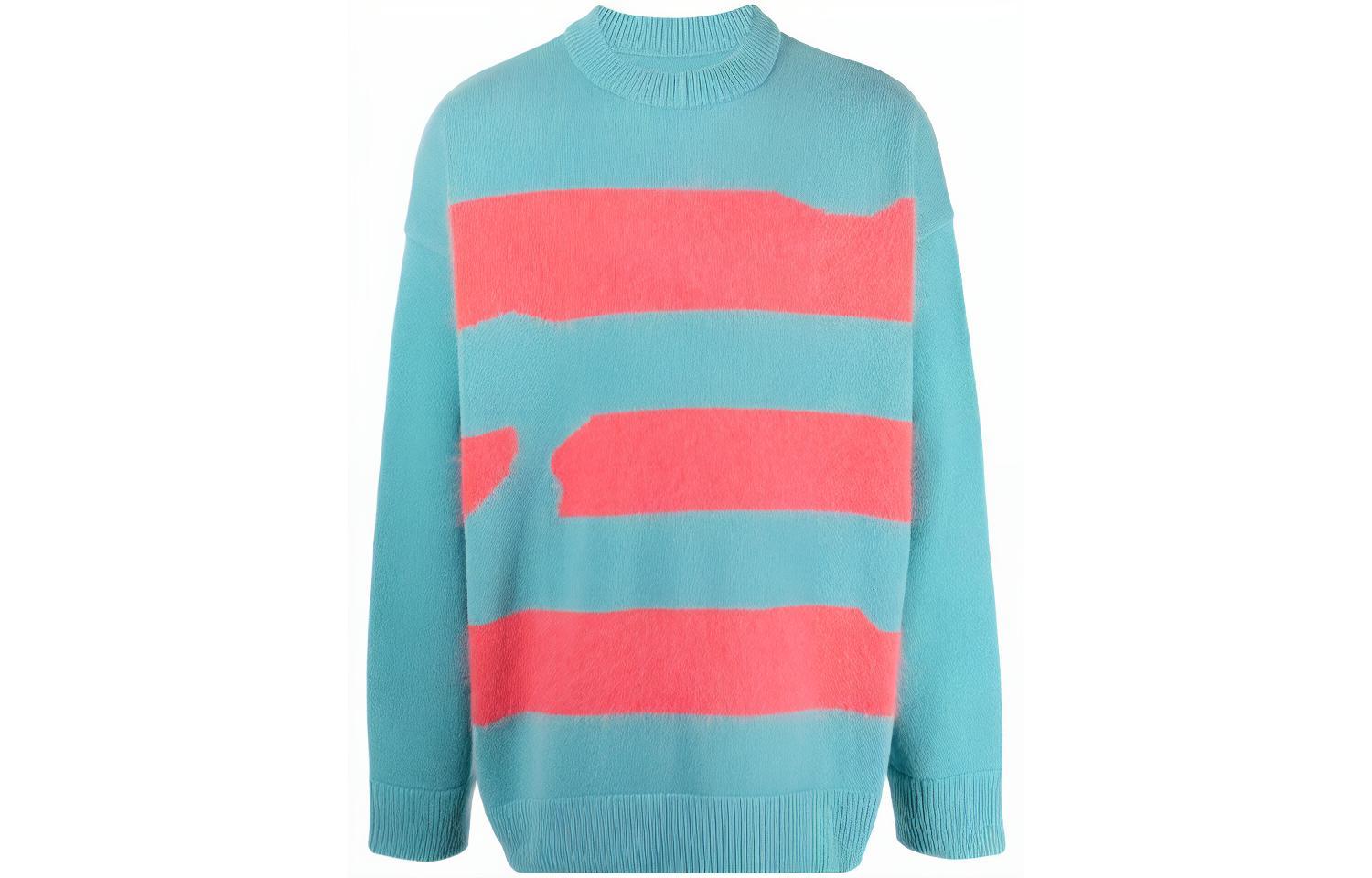 ADER ERROR FW21 Striped Print Wool Sweater Unisex Blue AW21BKAFWLK08