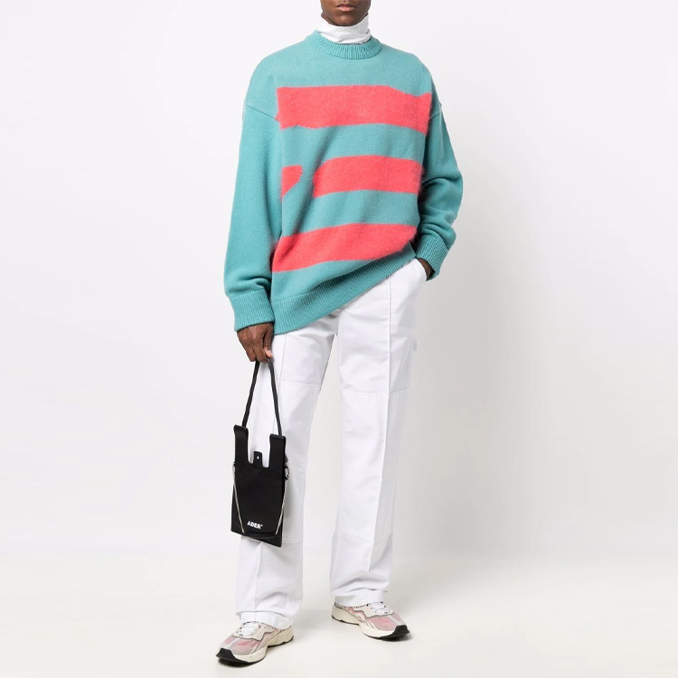 Lookbook ADER ERROR FW21 Striped Print Wool Sweater Unisex Blue AW21BKAFWLK08