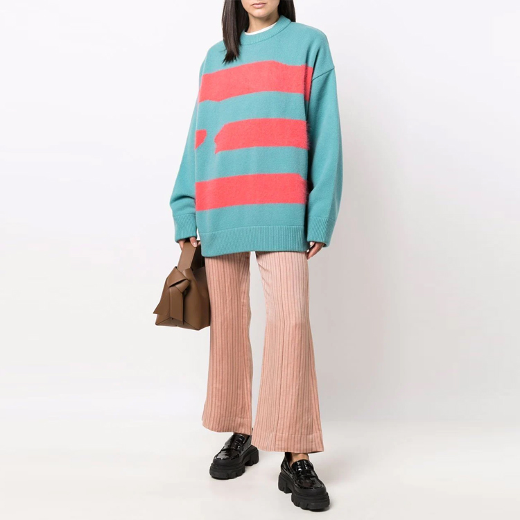 Shop ADER ERROR FW21 Striped Print Wool Sweater Unisex Blue AW21BKAFWLK08