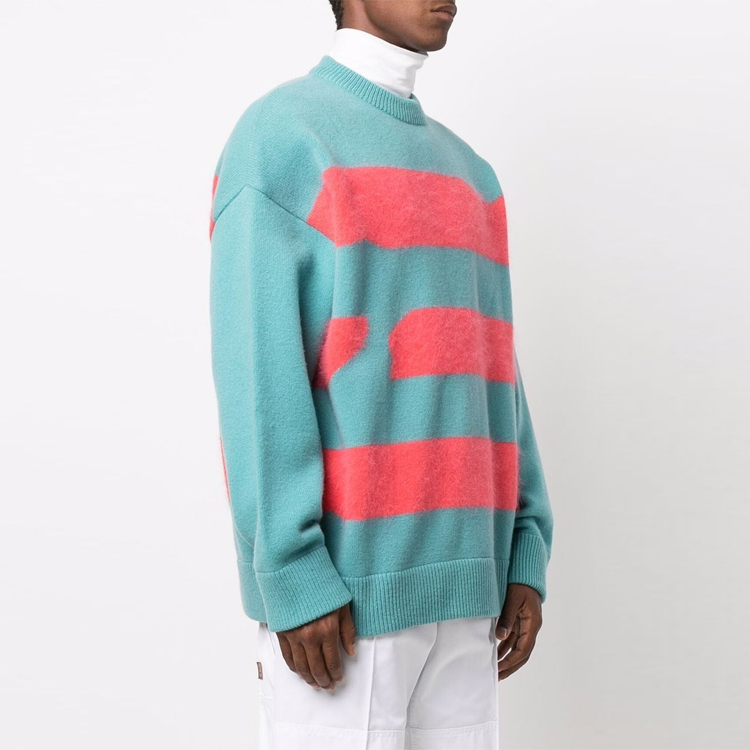Purchase ADER ERROR FW21 Striped Print Wool Sweater Unisex Blue AW21BKAFWLK08