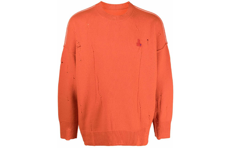 ADER ERROR FW21 Unisex Wool Pullover Sweater with Logo Embroidery Orange. AW21BKAFWLK04O