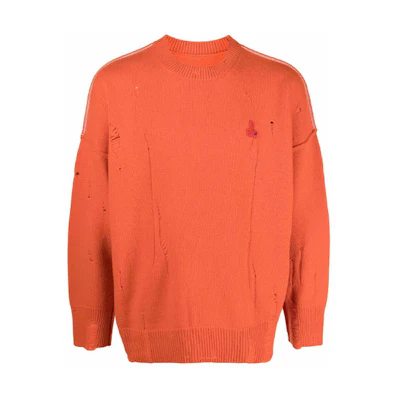 ADER ERROR FW21 Unisex Wool Pullover Sweater with Logo Embroidery Orange. AW21BKAFWLK04O