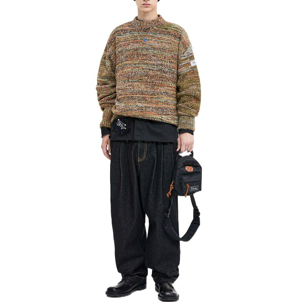 Shop ADER ERROR FW22  Crewneck Pullover Sweater Orange AE2022100921