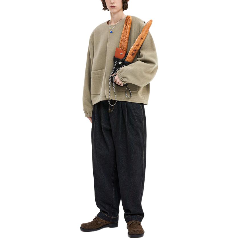 Shop ADER ERROR FW22 纯色宽松口袋夹克 男女同款 绿色 BLAFWJK02BG