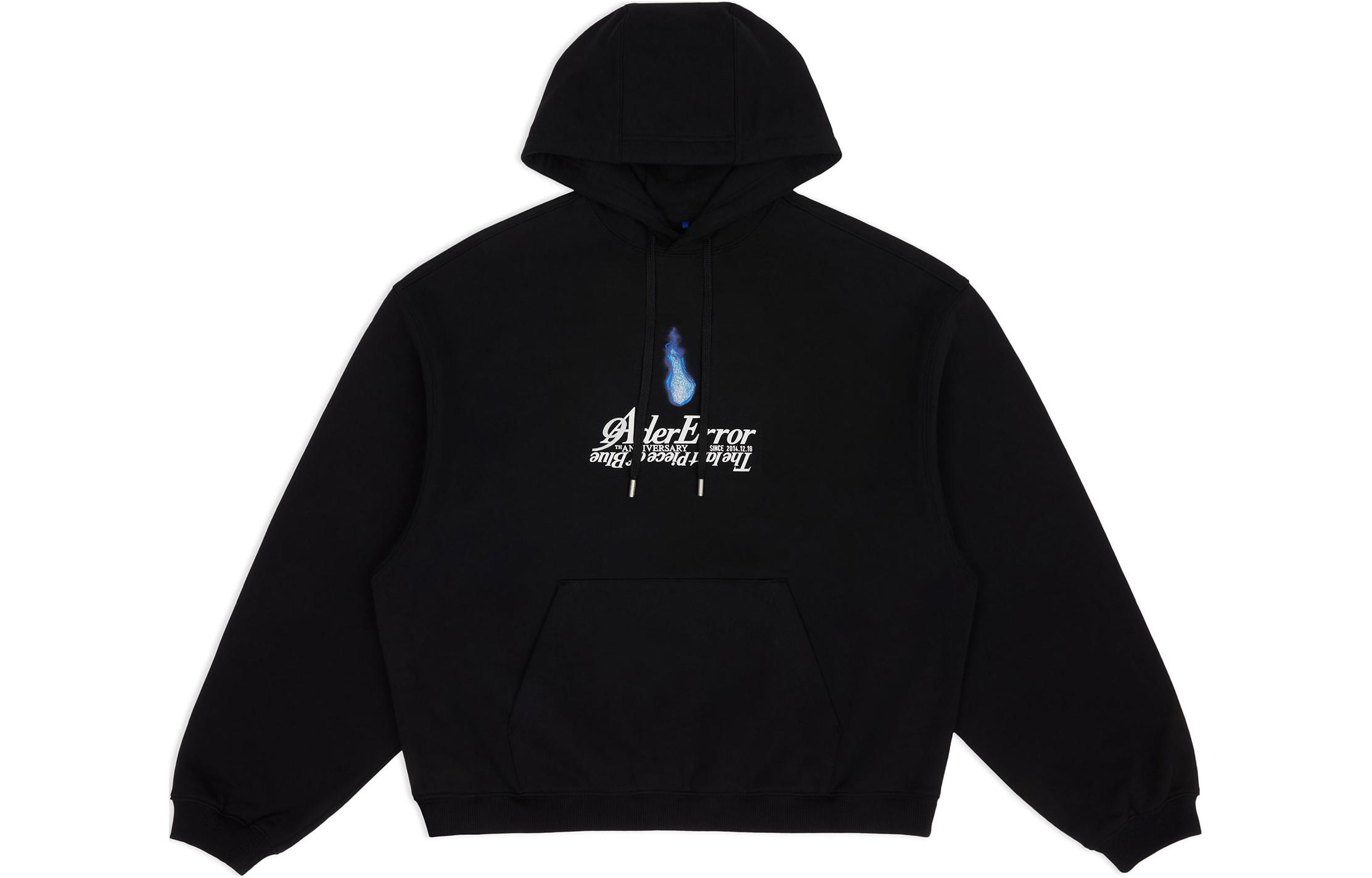 ADER ERROR FW23 9th Anniversary Oversized Letter Print Hoodie Unisex Black BM04FWHD0101BK