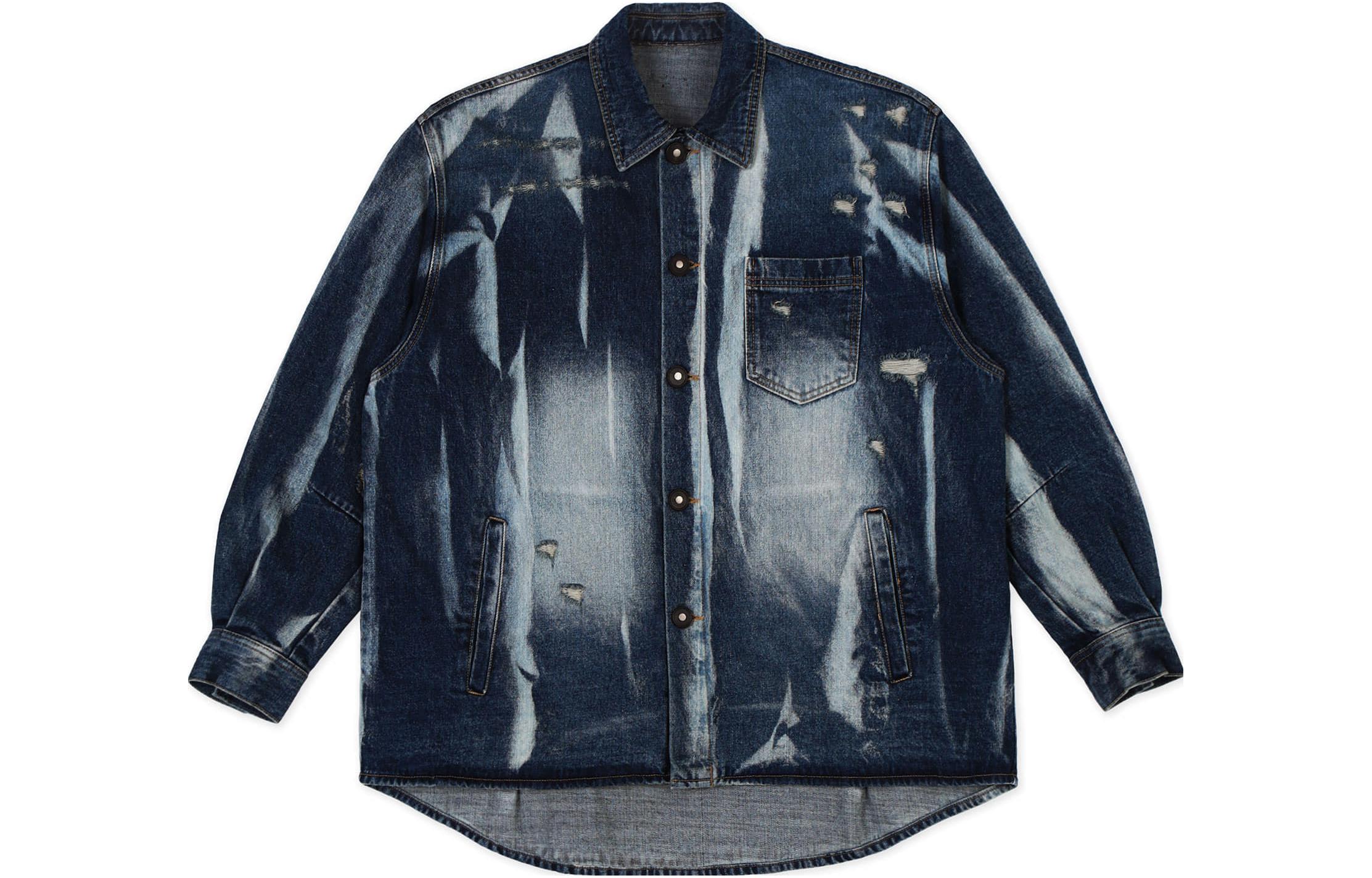 ADER ERROR FW23 Bleached Wrinkled Effect Button-Up Jacket Blue Unisex BMADFWJK0101BL