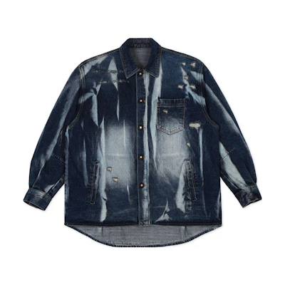 ADER ERROR FW23 Bleached Wrinkled Effect Button-Up Jacket Blue Unisex BMADFWJK0101BL