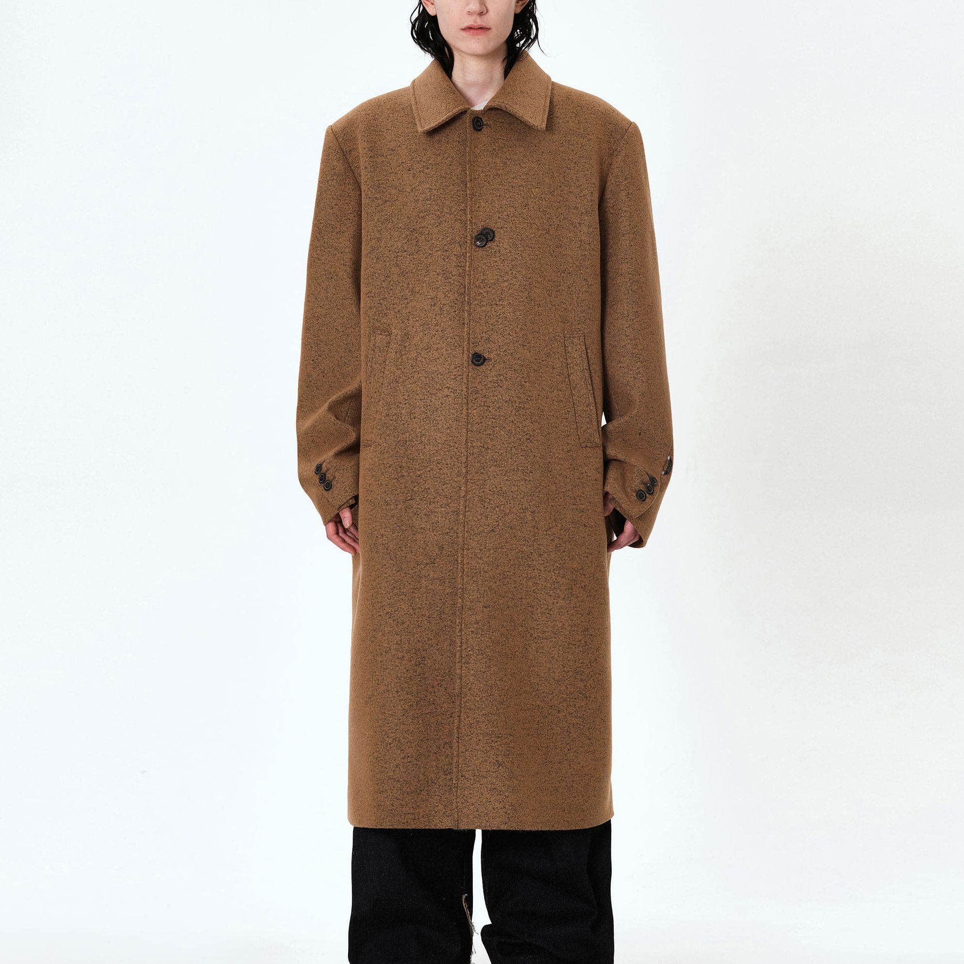 ADER ERROR FW23 Unisex Loose Fit Single-Breasted Coat in Light Brown. BMADFWCT0501BG 圖 4