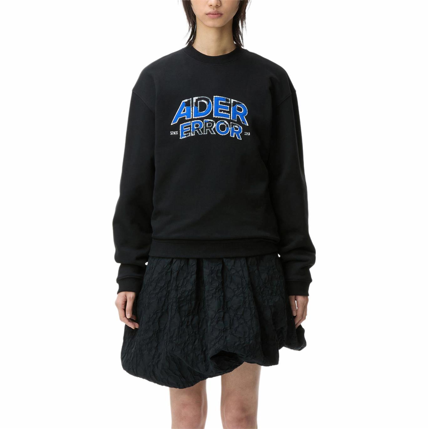 Shop ADER ERROR FW24 标志宽松版型男女同款休闲套头卫衣 BN25FYSW0101BK