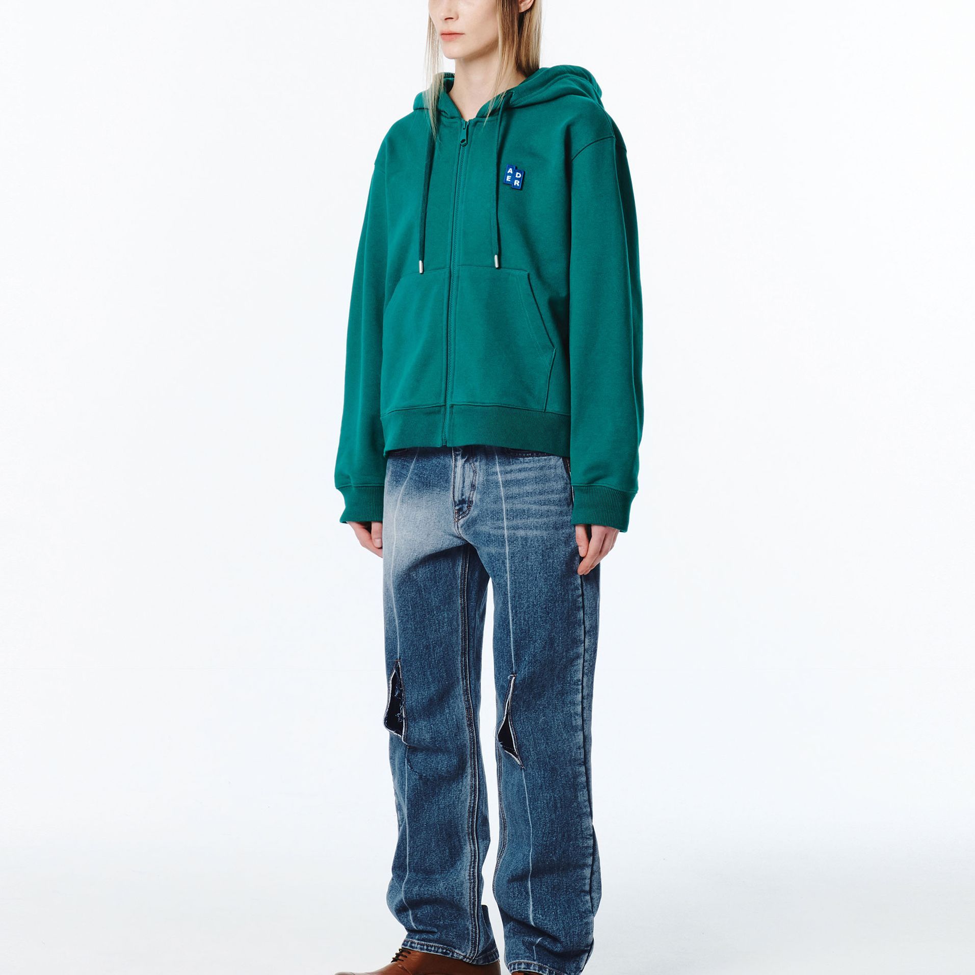 Details for ADER ERROR 绿色拉链连帽外套 男女同款. BMSGFYHD0401GN