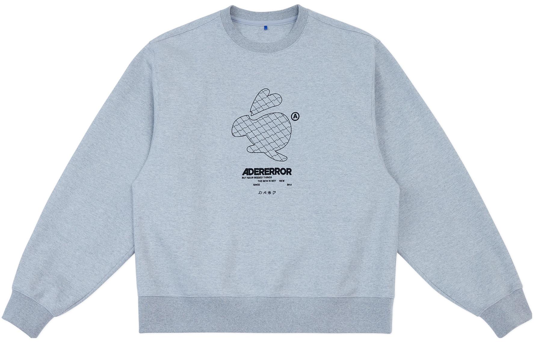 ADER ERROR Grey Casual Letter Crewneck Sweatshirt Unisex Long Sleeve BMADSSSW0106GR