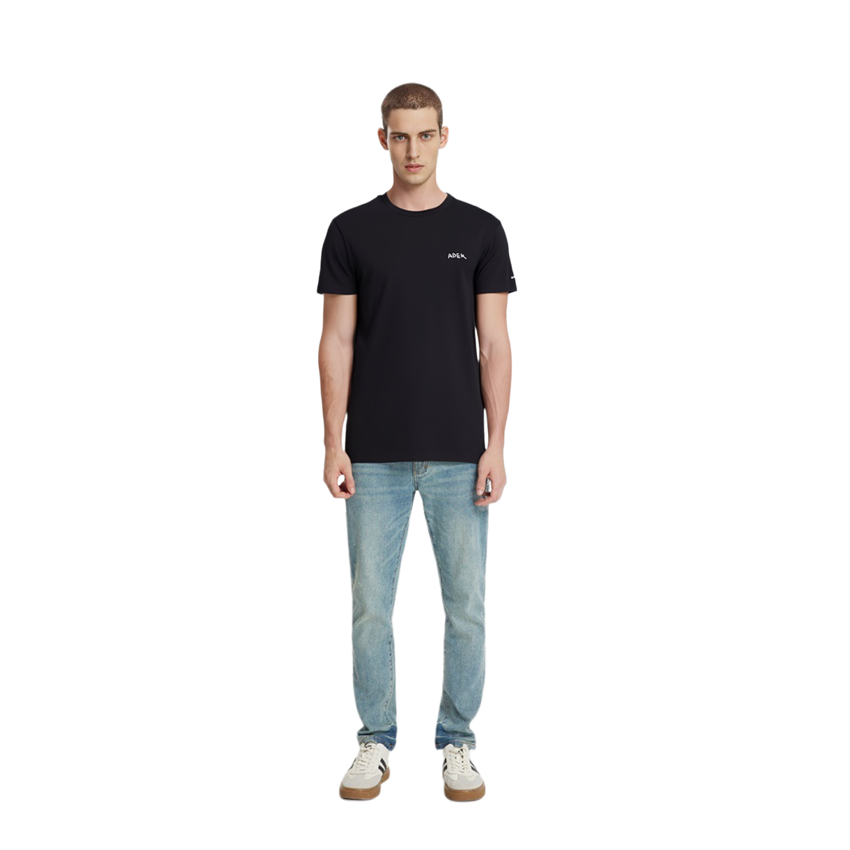 Sizing ADER ERROR Kemeja-T Crewneck Logo Tulisan Tangan Unisex Hitam BTAFWHT11BK