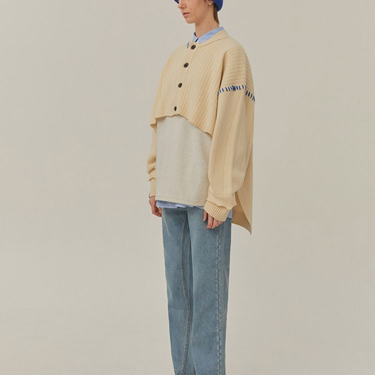 Shop ADER ERROR Reka Bentuk Sweater High-Low Unisex Warna Gading. BTAFWGD06IV