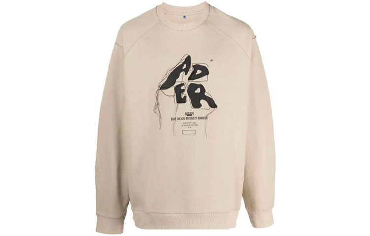 ADER ERROR Letter Crewneck Long Sleeve Sweatshirt Beige () AW21BKAFWSW041