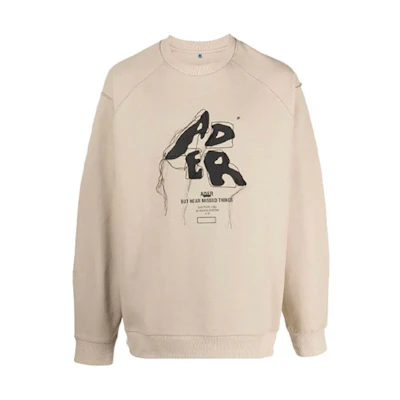 ADER ERROR Letter Crewneck Long Sleeve Sweatshirt Beige () AW21BKAFWSW041