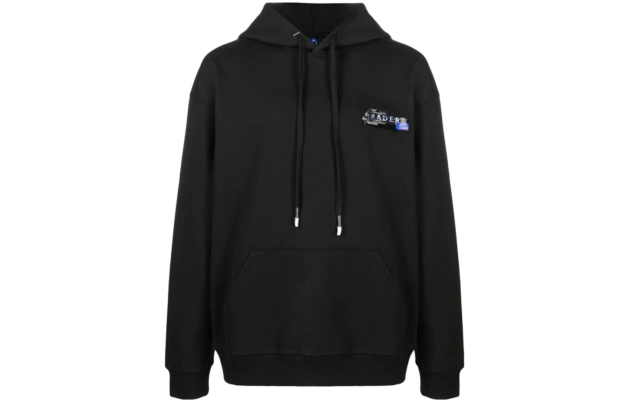 ADER ERROR Logo Print Drawstring Hoodie Unisex Black HD06