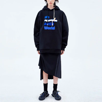 ADER ERROR Logo Print Drawstring Pullover Hoodie Unisex Couple Style Black. BKAFWHD05BK Shop ADER ERROR Logo Print Drawstring Pullover Hoodie Unisex Couple Style Black. BKAFWHD05BK