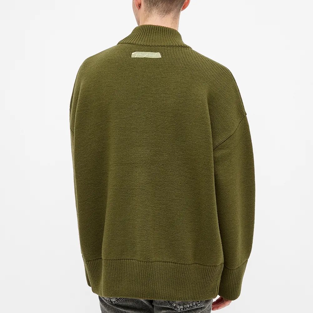 Shop ADER ERROR Logo印花羊毛高领毛衣卡其色 - 男女同款. BTAFWLK16KK