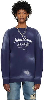 ADER ERROR 海军蓝字母印花圆领长袖卫衣 231039F098008 Buy ADER ERROR 海军蓝字母印花圆领长袖卫衣 231039F098008