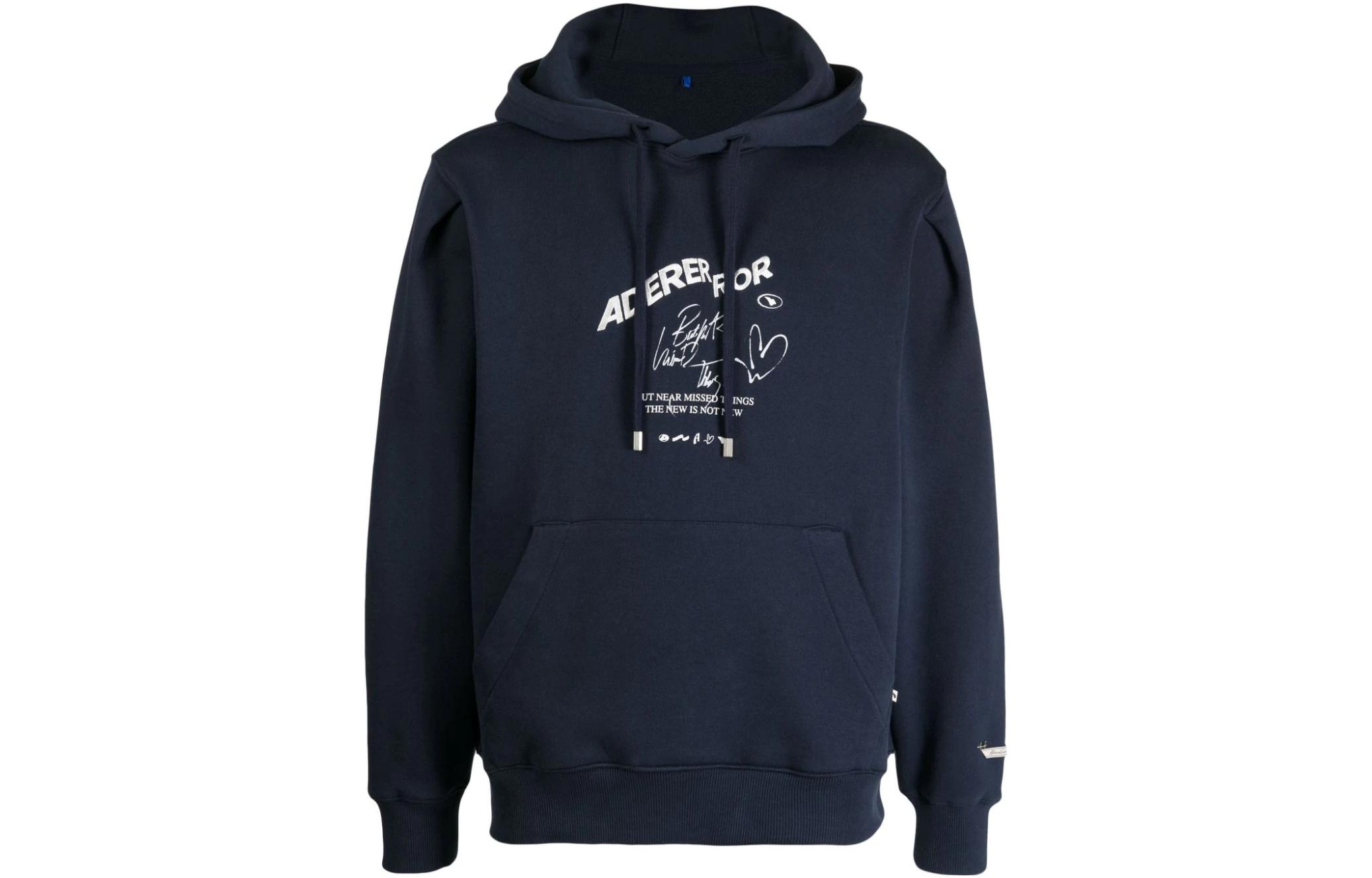 Order ADER ERROR Hoodie Biru Tua Unisex dengan Rekaan Cetakan Huruf. BMADFWHD0102NV