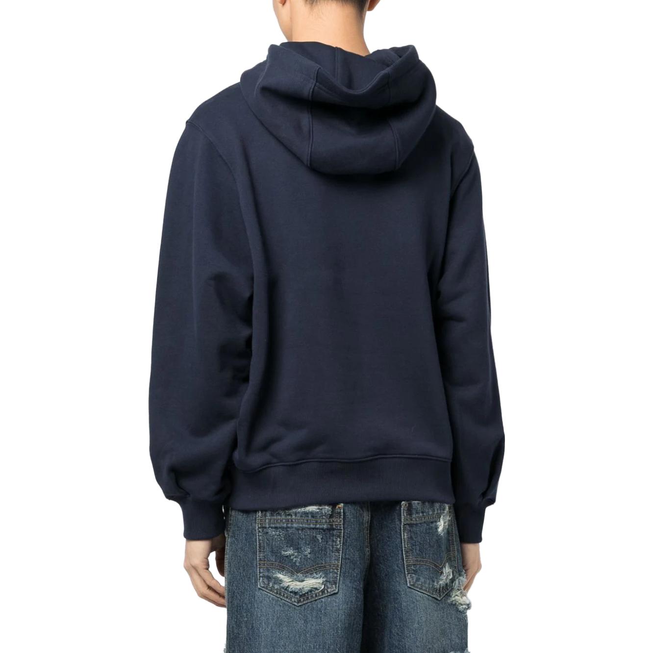 Shop ADER ERROR Hoodie Biru Tua Unisex dengan Rekaan Cetakan Huruf. BMADFWHD0102NV