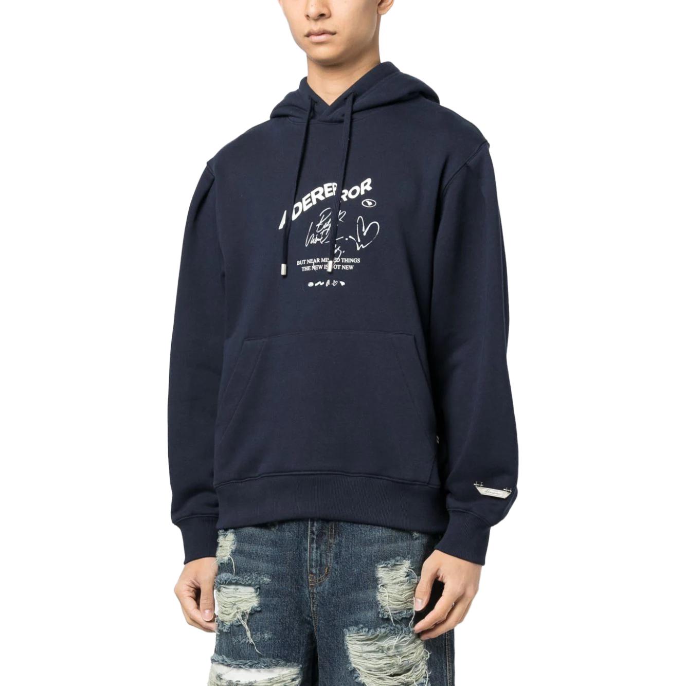 Purchase ADER ERROR Hoodie Biru Tua Unisex dengan Rekaan Cetakan Huruf. BMADFWHD0102NV