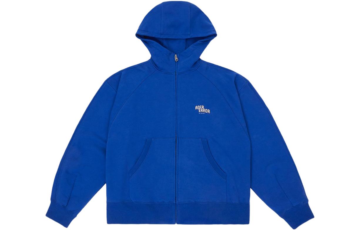 ADER ERROR OG Tab Series Logo Zip Hoodie Jacket Navy Blue - BLORFWHD0401DB