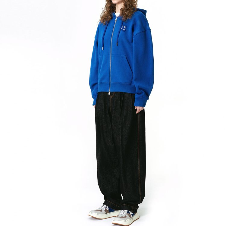 Details for ADER ERROR Hoodie Zip-Up Oversized Unisex Biru BM42FYHD0401BL