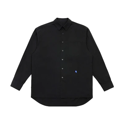 ADER ERROR Significant Unisex Black Long Sleeve Shirt with Embroidered Tag. BMSGFYSH0101BK